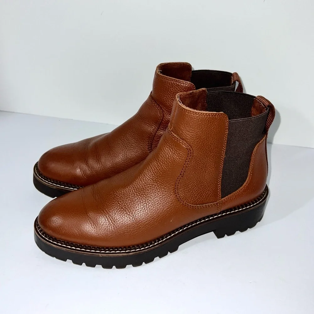 Nordstrom Rack Brown Man Leather Elastic Waterproof Round Toe Ankle Boot